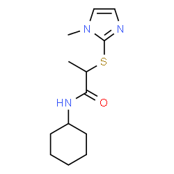 ChemSpider 2D Image | N-Cyclohexyl-2-[(1-methyl-1H-imidazol-2-yl)sulfanyl]propanamide | C13H21N3OS