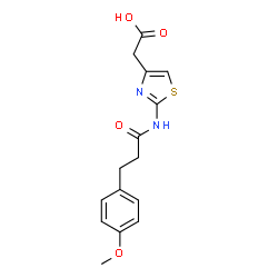 ChemSpider 2D Image | 2-{2-[3-(4-methoxyphenyl)propanamido]-1,3-thiazol-4-yl}acetic acid | C15H16N2O4S