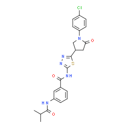 ChemSpider 2D Image | N-{5-[1-(4-Chlorophenyl)-5-oxo-3-pyrrolidinyl]-1,3,4-thiadiazol-2-yl}-3-(isobutyrylamino)benzamide | C23H22ClN5O3S