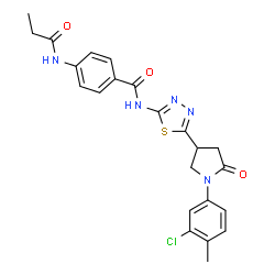 ChemSpider 2D Image | N-{5-[1-(3-Chloro-4-methylphenyl)-5-oxo-3-pyrrolidinyl]-1,3,4-thiadiazol-2-yl}-4-(propionylamino)benzamide | C23H22ClN5O3S