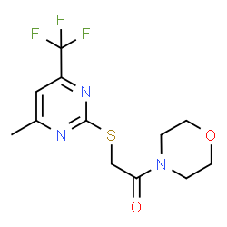 ChemSpider 2D Image | 2-{[4-Methyl-6-(trifluoromethyl)-2-pyrimidinyl]sulfanyl}-1-(4-morpholinyl)ethanone | C12H14F3N3O2S