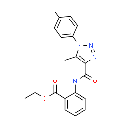 ChemSpider 2D Image | Ethyl 2-({[1-(4-fluorophenyl)-5-methyl-1H-1,2,3-triazol-4-yl]carbonyl}amino)benzoate | C19H17FN4O3