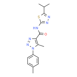 ChemSpider 2D Image | N-(5-Isopropyl-1,3,4-thiadiazol-2-yl)-5-methyl-1-(4-methylphenyl)-1H-1,2,3-triazole-4-carboxamide | C16H18N6OS