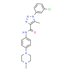 ChemSpider 2D Image | 1-(3-Chlorophenyl)-5-methyl-N-[4-(4-methyl-1-piperazinyl)phenyl]-1H-1,2,3-triazole-4-carboxamide | C21H23ClN6O