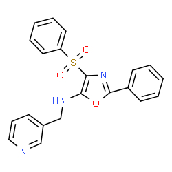 ChemSpider 2D Image | 2-Phenyl-4-(phenylsulfonyl)-N-(3-pyridinylmethyl)-1,3-oxazol-5-amine | C21H17N3O3S