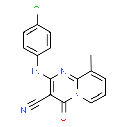 ChemSpider 2D Image | 2-[(4-Chlorophenyl)amino]-9-methyl-4-oxo-4H-pyrido[1,2-a]pyrimidine-3-carbonitrile | C16H11ClN4O