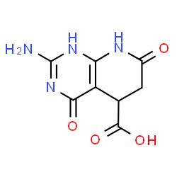 ChemSpider 2D Image | 2-Amino-4,7-dioxo-1,4,5,6,7,8-hexahydropyrido[2,3-d]pyrimidine-5-carboxylic acid | C8H8N4O4