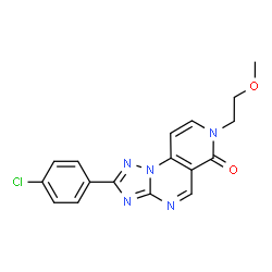 ChemSpider 2D Image | 2-(4-Chlorophenyl)-7-(2-methoxyethyl)pyrido[3,4-e][1,2,4]triazolo[1,5-a]pyrimidin-6(7H)-one | C17H14ClN5O2