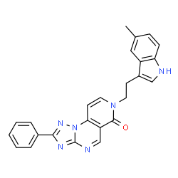 ChemSpider 2D Image | 7-[2-(5-Methyl-1H-indol-3-yl)ethyl]-2-phenylpyrido[3,4-e][1,2,4]triazolo[1,5-a]pyrimidin-6(7H)-one | C25H20N6O