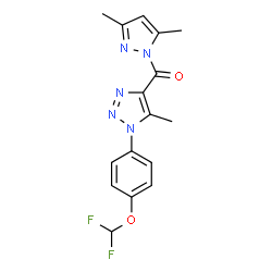 ChemSpider 2D Image | {1-[4-(Difluoromethoxy)phenyl]-5-methyl-1H-1,2,3-triazol-4-yl}(3,5-dimethyl-1H-pyrazol-1-yl)methanone | C16H15F2N5O2