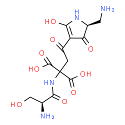 ChemSpider 2D Image | (2S)-2-(Aminomethyl)-5-hydroxy-3-oxo-4-(L-seryl-2-carboxy-beta-aspartyl)-2,3-dihydro-1H-pyrrole | C13H18N4O9