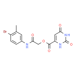 ChemSpider 2D Image | 2-[(4-Bromo-3-methylphenyl)amino]-2-oxoethyl 2,6-dioxo-1,2,3,6-tetrahydro-4-pyrimidinecarboxylate | C14H12BrN3O5