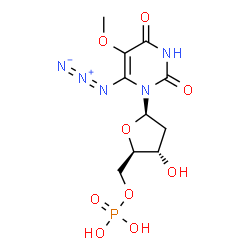 ChemSpider 2D Image | 6-Azido-2'-deoxy-5-methoxyuridine 5'-(dihydrogen phosphate) | C10H14N5O9P