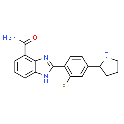 ChemSpider 2D Image | 2-[2-Fluoro-4-(2-pyrrolidinyl)phenyl]-1H-benzimidazole-4-carboxamide | C18H17FN4O
