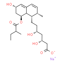 ChemSpider 2D Image | Sodium (3R,5R)-3,5-dihydroxy-7-{(1S,2S,6S,8S)-6-hydroxy-2-methyl-8-[(2-methylbutanoyl)oxy]-1,2,6,7,8,8a-hexahydro-1-naphthalenyl}heptanoate | C23H35NaO7