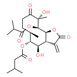ChemSpider 2D Image | (3aR,4R,5R,6R,10R,11R,11aS)-4,10-Dihydroxy-11-(isobutyryloxy)-6,10-dimethyl-3-methylene-2,9-dioxododecahydrocyclodeca[b]furan-5-yl 3-methylbutanoate | C24H36O9