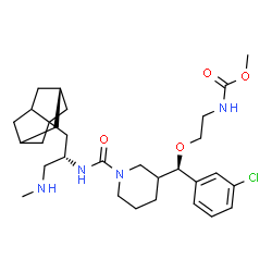 ChemSpider 2D Image | Methyl (2-{(R)-(3-chlorophenyl)[1-({(2S)-1-(methylamino)-3-[(1R)-tricyclo[3.3.1.0~3,7~]non-3-yl]-2-propanyl}carbamoyl)-3-piperidinyl]methoxy}ethyl)carbamate | C30H45ClN4O4