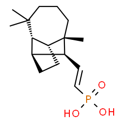 ChemSpider 2D Image | {(E)-2-[(1R,2S,7S,8R,9S)-3,3,7-Trimethyltricyclo[5.4.0.0~2,9~]undec-8-yl]vinyl}phosphonic acid | C16H27O3P