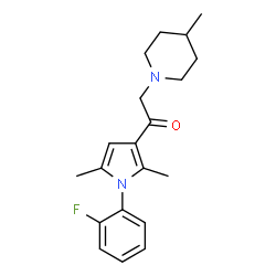 ChemSpider 2D Image | 1-[1-(2-fluorophenyl)-2,5-dimethyl-3-pyrrolyl]-2-(4-methyl-1-piperidinyl)ethanone | C20H25FN2O