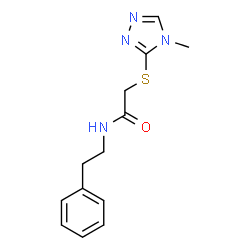 ChemSpider 2D Image | 2-[(4-Methyl-4H-1,2,4-triazol-3-yl)sulfanyl]-N-(2-phenylethyl)acetamide | C13H16N4OS