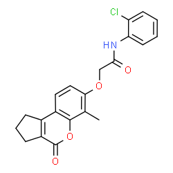 ChemSpider 2D Image | N-(2-Chlorophenyl)-2-[(6-methyl-4-oxo-1,2,3,4-tetrahydrocyclopenta[c]chromen-7-yl)oxy]acetamide | C21H18ClNO4