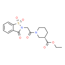 ChemSpider 2D Image | Ethyl (3S)-1-[(1,1-dioxido-3-oxo-1,2-benzothiazol-2(3H)-yl)acetyl]-3-piperidinecarboxylate | C17H20N2O6S