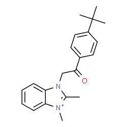 ChemSpider 2D Image | 2,3-Dimethyl-1-{2-[4-(2-methyl-2-propanyl)phenyl]-2-oxoethyl}-1H-3,1-benzimidazol-3-ium | C21H25N2O