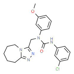 ChemSpider 2D Image | 3-(3-Chlorophenyl)-1-(3-methoxyphenyl)-1-(6,7,8,9-tetrahydro-5H-[1,2,4]triazolo[4,3-a]azepin-3-ylmethyl)urea | C22H24ClN5O2