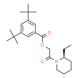 ChemSpider 2D Image | 2-[(2S)-2-Ethyl-1-piperidinyl]-2-oxoethyl 3,5-bis(2-methyl-2-propanyl)benzoate | C24H37NO3
