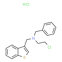 ChemSpider 2D Image | N-(1-Benzothiophen-3-ylmethyl)-N-benzyl-2-chloroethanamine hydrochloride (1:1) | C18H19Cl2NS