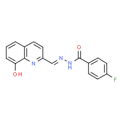 ChemSpider 2D Image | 4-Fluoro-N'-((8-hydroxy-2-quinolinyl)methylene)benzohydrazide | C17H12FN3O2