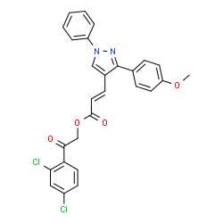 ChemSpider 2D Image | 2-(2,4-Dichlorophenyl)-2-oxoethyl (2E)-3-[3-(4-methoxyphenyl)-1-phenyl-1H-pyrazol-4-yl]acrylate | C27H20Cl2N2O4