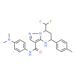 ChemSpider 2D Image | 7-(Difluoromethyl)-N-[4-(dimethylamino)phenyl]-5-(4-methylphenyl)-4,5,6,7-tetrahydropyrazolo[1,5-a]pyrimidine-3-carboxamide | C23H25F2N5O
