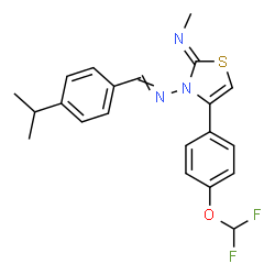 ChemSpider 2D Image | (2Z)-4-[4-(Difluoromethoxy)phenyl]-3-[(4-isopropylbenzylidene)amino]-N-methyl-1,3-thiazol-2(3H)-imine | C21H21F2N3OS