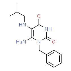 ChemSpider 2D Image | 6-Amino-1-benzyl-5-isobutylamino-1H-pyrimidine-2,4-dione | C15H20N4O2