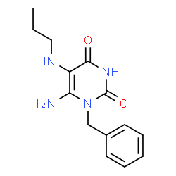 ChemSpider 2D Image | 6-Amino-1-benzyl-5-propylamino-1H-pyrimidine-2,4-dione | C14H18N4O2