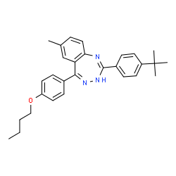 ChemSpider 2D Image | 5-(4-Butoxyphenyl)-7-methyl-2-[4-(2-methyl-2-propanyl)phenyl]-1H-1,3,4-benzotriazepine | C29H33N3O
