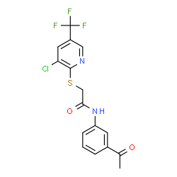 ChemSpider 2D Image | N-(3-Acetylphenyl)-2-{[3-chloro-5-(trifluoromethyl)-2-pyridinyl]sulfanyl}acetamide | C16H12ClF3N2O2S