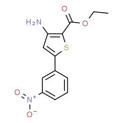 ChemSpider 2D Image | Ethyl 3-amino-5-(3-nitrophenyl)-2-thiophenecarboxylate | C13H12N2O4S