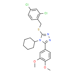 ChemSpider 2D Image | 4-Cyclohexyl-3-[(2,4-dichlorobenzyl)sulfanyl]-5-(3,4-dimethoxyphenyl)-4H-1,2,4-triazole | C23H25Cl2N3O2S