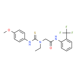 ChemSpider 2D Image | N~2~-Ethyl-N~2~-[(4-methoxyphenyl)carbamothioyl]-N-[2-(trifluoromethyl)phenyl]glycinamide | C19H20F3N3O2S