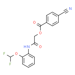 ChemSpider 2D Image | 2-{[2-(Difluoromethoxy)phenyl]amino}-2-oxoethyl 4-cyanobenzoate | C17H12F2N2O4