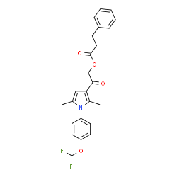 ChemSpider 2D Image | 2-{1-[4-(Difluoromethoxy)phenyl]-2,5-dimethyl-1H-pyrrol-3-yl}-2-oxoethyl 3-phenylpropanoate | C24H23F2NO4