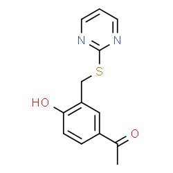ChemSpider 2D Image | 1-(4-hydroxy-3-[(pyrimidin-2-ylthio)methyl]phenyl)ethanone | C13H12N2O2S
