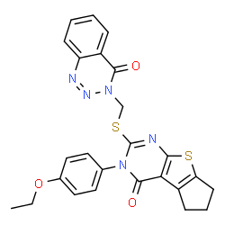 ChemSpider 2D Image | 3-(4-Ethoxyphenyl)-2-{[(4-oxo-1,2,3-benzotriazin-3(4H)-yl)methyl]sulfanyl}-3,5,6,7-tetrahydro-4H-cyclopenta[4,5]thieno[2,3-d]pyrimidin-4-one | C25H21N5O3S2
