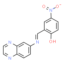 ChemSpider 2D Image | 4-Nitro-2-[(E)-(6-quinoxalinylimino)methyl]phenol | C15H10N4O3