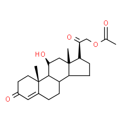 ChemSpider 2D Image | (8xi,9xi,11alpha,13alpha,14xi,17alpha)-11-Hydroxy-3,20-dioxopregn-4-en-21-yl acetate | C23H32O5