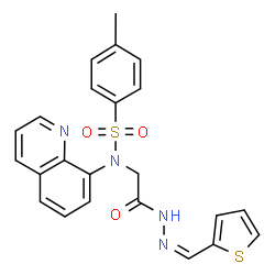 ChemSpider 2D Image | 4-Methyl-N-{2-oxo-2-[(2Z)-2-(2-thienylmethylene)hydrazino]ethyl}-N-(8-quinolinyl)benzenesulfonamide | C23H20N4O3S2