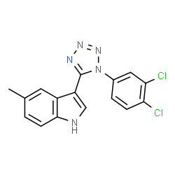 ChemSpider 2D Image | 3-[1-(3,4-Dichlorophenyl)-1H-tetrazol-5-yl]-5-methyl-1H-indole | C16H11Cl2N5