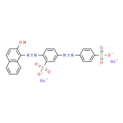 ChemSpider 2D Image | Disodium 2-[(2-hydroxy-1-naphthyl)diazenyl]-5-[(4-sulfonatophenyl)diazenyl]benzenesulfonate | C22H14N4Na2O7S2